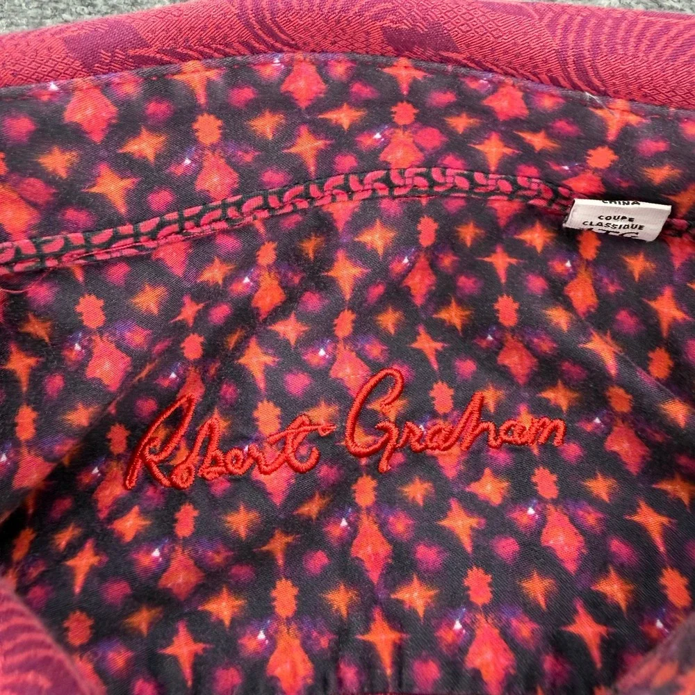 Robert Graham Shirt Mens 4XL Red Geometric Classic Fit Stretch Long Sleeve *READ